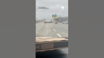 Tractor Trailer Slides on Ice, Jackknifes in Front of Car