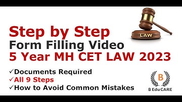 Step by Step Form Filling Video - 5 Year Maharashtra CET LAW 2023