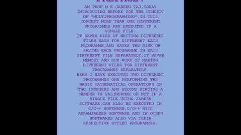 JABEN INDIA,MULTIPROGRAMMING