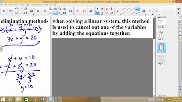 Algebra 2 Lesson 3-2-  Solving Systems of Equations Using Elimination and Substitution