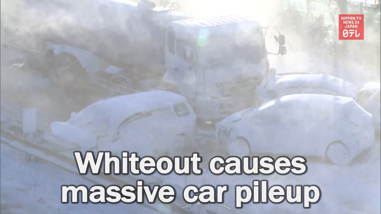 Whiteout causes massive car pileup in northeastern Japan