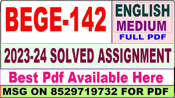bege 142 solved assignment 2023-24 || bege 142 solved assignment 2024 || bege 142 assignment 2023-24