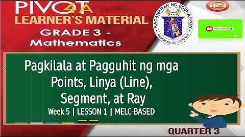 MATH 3 | PAGKILALA AT PAGGUHIT NG MGA POINTS, LINYA, SEGMENT AT RAY | WEEK 5 | QUARTER 3 | MELC-BASE
