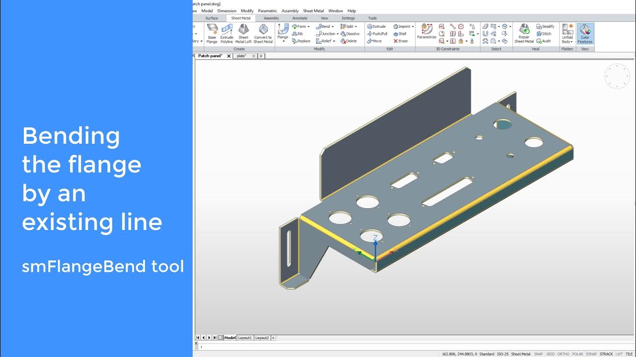 How to Bend an Existing Sheet Metal Flange BricsCAD Mechanical YouTube