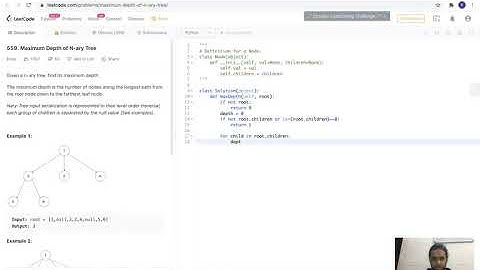 Leetcode-559 : Maximum depth of n-ary tree (Using recursion)