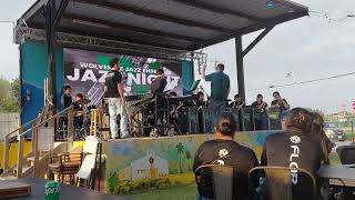 The 2026 PSJA Memorial Early Collage High School jazz band in The landmark on tower.