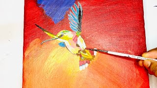 How to paint a Beautiful bird easy//Acrylic Painting tutorial #painting #art#gallery #satisfying