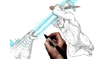 How To Draw Godzilla vs Kong (Axe) | Step By Step |