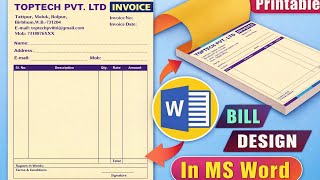 How To Make Bill Book In Ms word | Invoice in Ms word