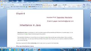 Lecture  8 part 1 Inheritance in java by Gagandeep Kaur