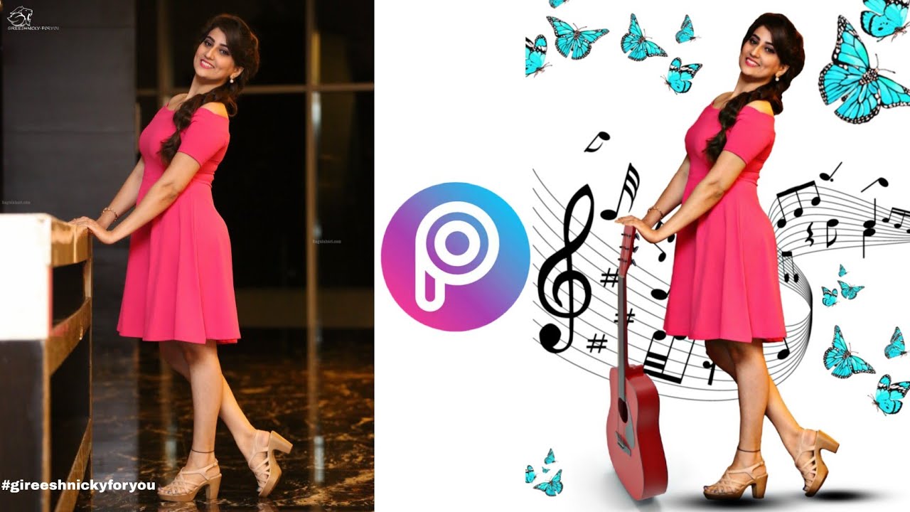 A girl with Guitar solid editing in picsart || 