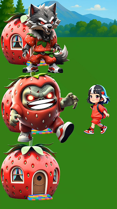 The scared strawberry girl. #usa #funny #animation #cartoon #animationshorts