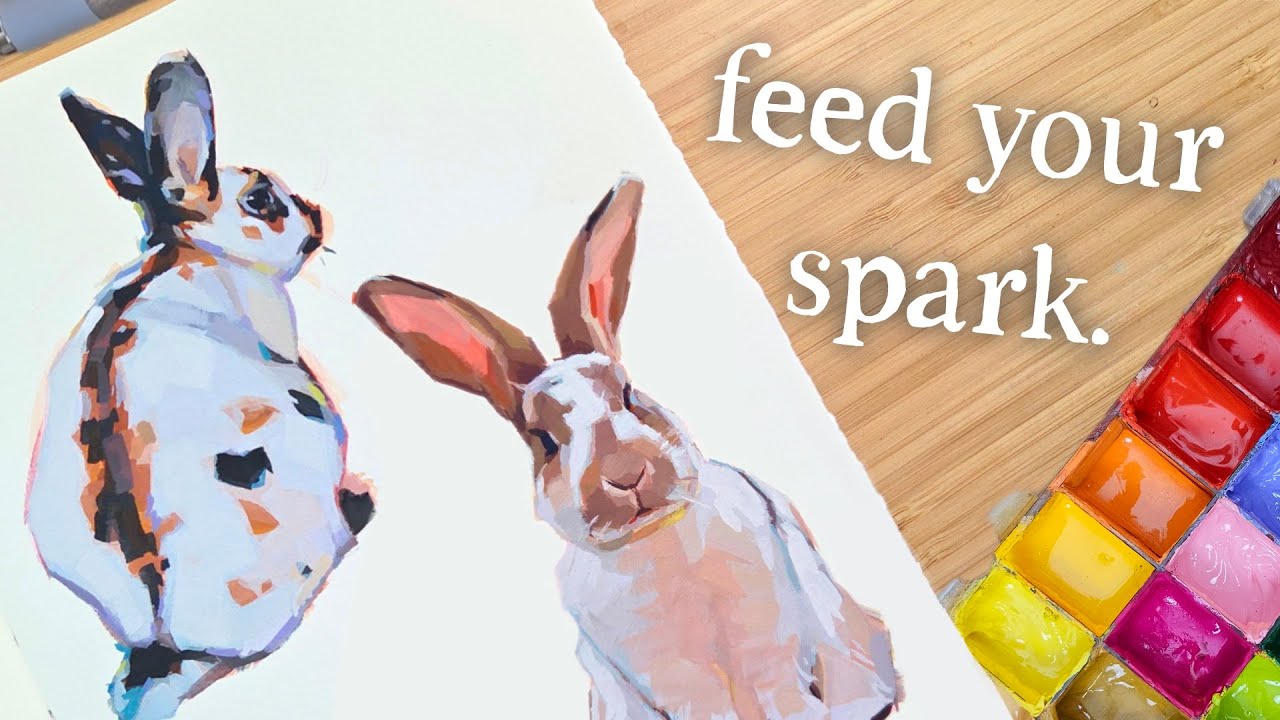 Рисую кроликов гуашью 🐇 и учусь расслабляться... серьезно