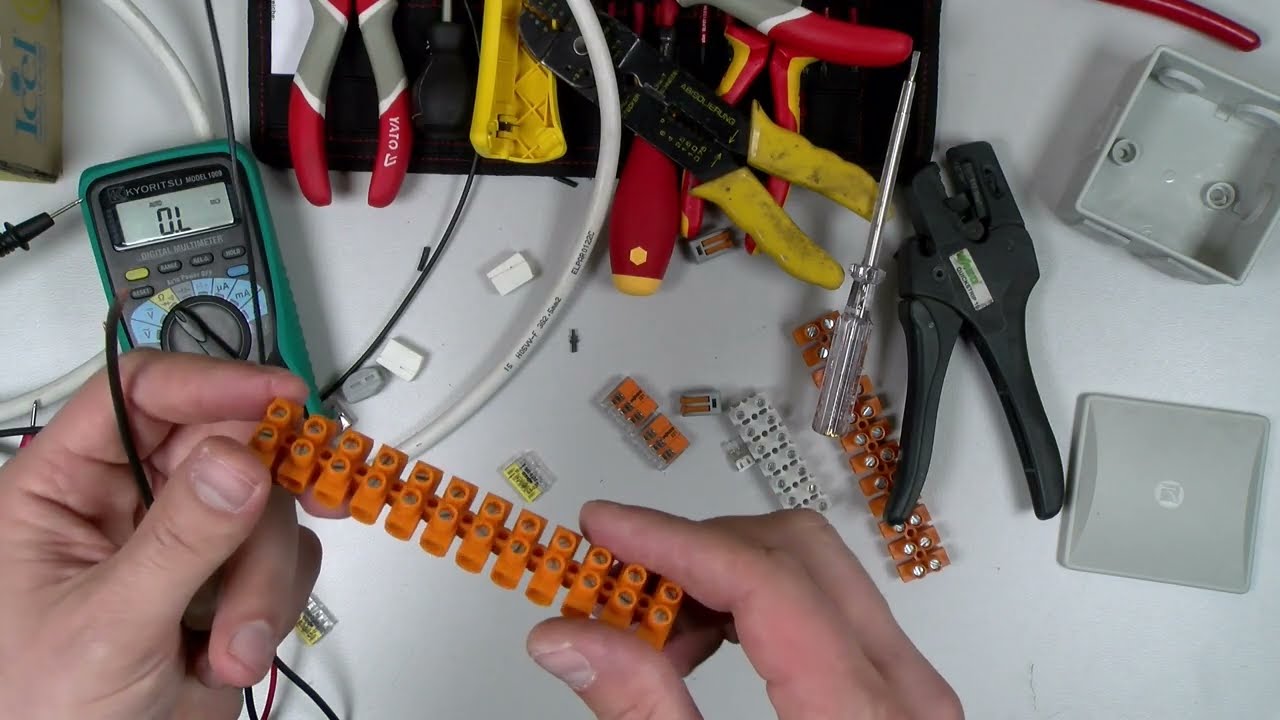 cz.1 Instalacje elektryczne - kurs elektryk - Złączki instalacyjne, montaż wyłącznika RCD