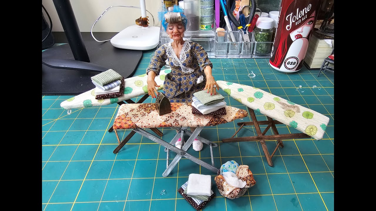 Miniature 1930's Ironing Board and Recap|1:12 Dollhouse