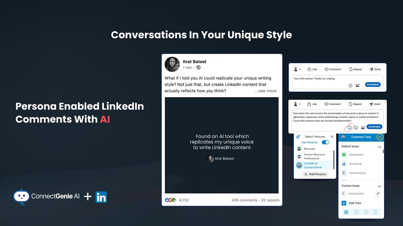 Persona enabled LinkedIn comments With AI - ConnectGenie tutorial - YouTube
