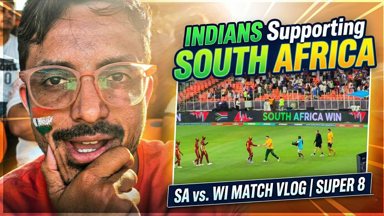 🇮🇳🤝🇿🇦 SA vs WI Super 8 Thriller at Narendra Modi Stadium Ahmedabad | T20 world cup match vlog