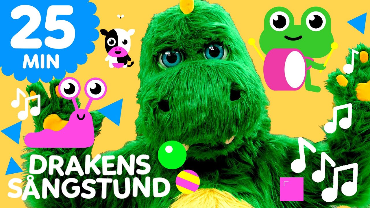 Drakens sångstund: Vi är bollar, färgerna, lilla snigel, klappa händerna mfl! #bolibompa