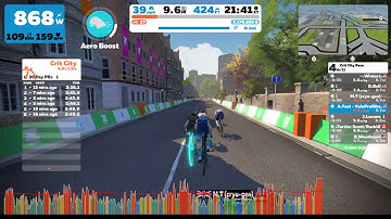 Zwift - Crit City Bell Lap 2nd at the Line