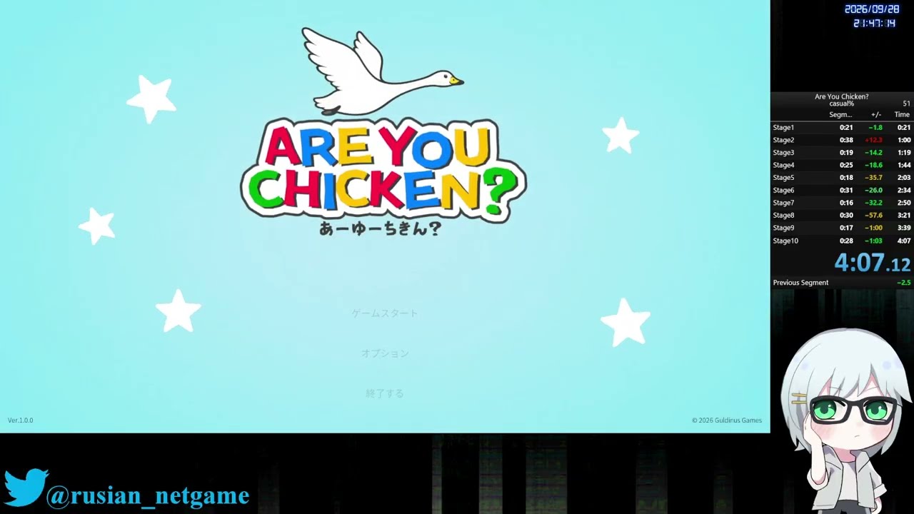 【あーゆーちきん?】RTA Category Casual% 4:07.12