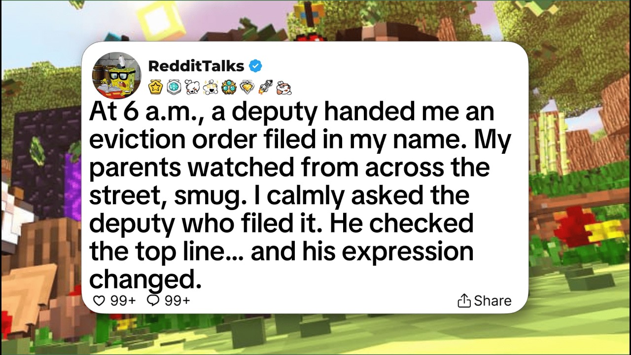 At 6 a.m., a deputy handed me an eviction order filed in my name. My parents watched from