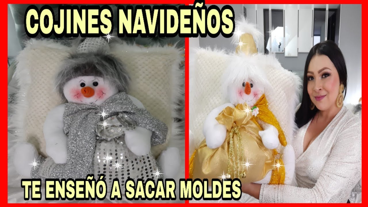 COJINES GLAMUROSOS CON MUÑECO DE NIEVE /DECORACION NAVIDEÑA