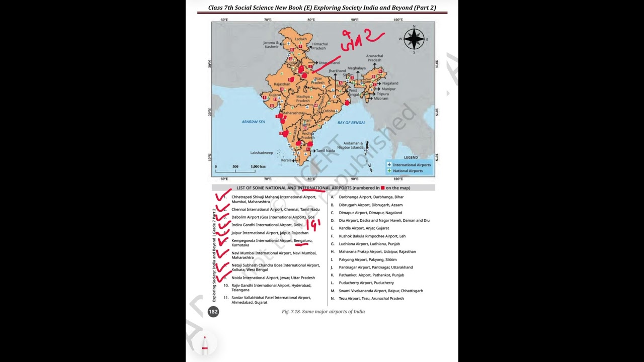 International Airports in India as per Class 7th Social Science NCERT New Book