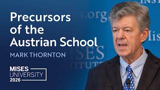 Precursors of the Austrian School | Mark Thornton
Austrian economics did not begin in 1871. Mark Thornton traces its lineage back through the thinkers the mainstream dismisses: the Spanish Scholastics, who worked out subjective value and the effects of inflation while dismantling the case against usury; the anti-mercantilists who told Louis XIV to abolish his taxes; the Physiocrats; and above all Richard Cantillon, whom Rothbard called the father of modern economics. Drawing on twenty-five years of his own research, Mark makes the case for why the history of economic thought is not antiquarianism but a laboratory—and notes that the good ideas tend to appear precisely when the state grows tyrannical, overtaxes, and overspends.
Recorded at the Mises Institute in Auburn, Alabama, on July 23, 2026.
Mises University is the worlds leading instructional program in the Austrian School of economics, and is the essential training ground for economists who are looking beyond the mainstream.
0:00 Intro: The Precursors of the Austrian School
2:20 Why the History of Economic Thought Matters
5:18 Bottom-Up vs. Top-Down: Austrians and Their Opponents
8:33 The Ancient Greeks
11:02 The Spanish Scholastics
17:21 Mercantilism
19:35 The Anti-Mercantilists and the Birth of Laissez-Faire
24:46 Richard Cantillon
29:07 Cantillons Death and the Underground Manuscript
31:52 The Physiocrats
36:23 Turgot
39:22 From Cantillon to Hume to Adam Smith
41:46 The Classical Period and Bastiat
43:20 Conclusion: The Laboratory of Ideas
Find free books, daily articles, podcasts, lecture series, and everything about the Austrian School of Economics at https://Mises.org.
X ► https://x.com/mises/
Facebook ► https://www.facebook.com/mises.institute/
Instagram ► https://www.instagram.com/misesinstitute/
SoundCloud ► https://soundcloud.com/misesmedia/
Apple Podcasts ► https://podcasts.apple.com/us/artist/mises-institute/1280664810
Rumble ► https://rumble.com/c/c-2212754
Odysee ► https://odysee.com/@mises/
Podcasts ► https://mises.org/podcasts Precursors of the Austrian School | Mark Thornton