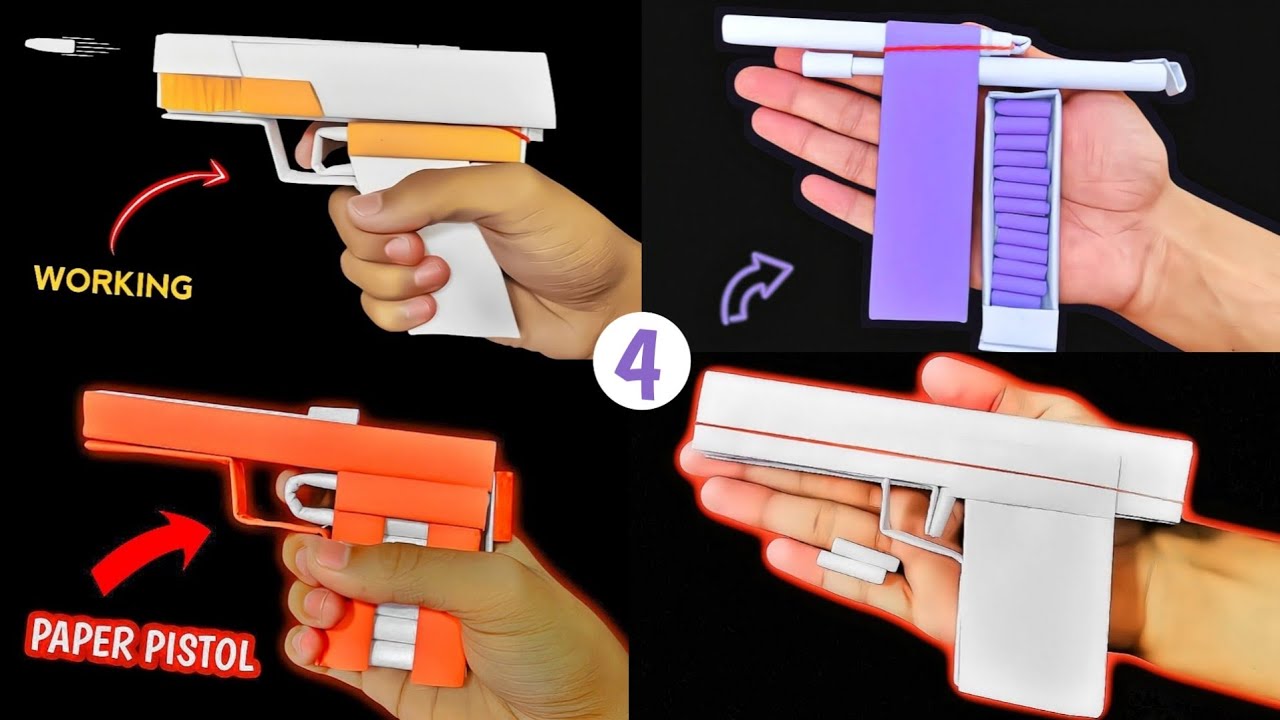 Realistic Paper Gun Tutorial 4 Best Paper Guns | How to make Paper Guns | Paper Guns making - YouTube
