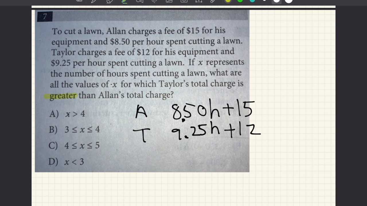 PSAT Problem 7 - YouTube