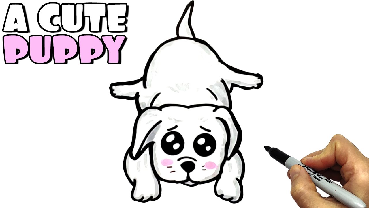 How to draw a Puppy very Easy. Drawing tutorial a Cute Little Puppy