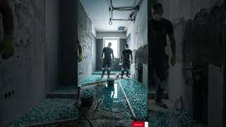 🌊 From Bare Concrete to a Crystal Lagoon Floor 🤯 #interiordesign  #design #fyp #viral #epoxy #funny