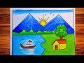 Beautiful scenery drawing| how to draw scenery| Beautiful house drawing step by step|#scenery #house