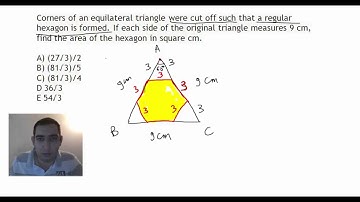 Corners of an equilateral triangle were cut off such that a regular hexagon is formed