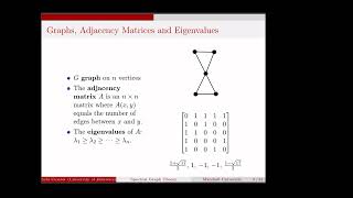 "A brief tour of spectral graph theory" by Dr. Sebastian Cioaba (University of Delaware)