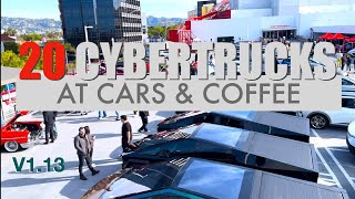 [v1.13] 20 TESLA CYBERTRUCKS at Cars \& Coffee and Franz! | Petersen Automotive Museum Los Angeles