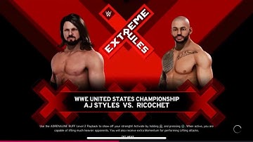 WWE 2K20 Gameplay AJ Styles vs Ricochet United States Championship Falls Count Anywhere Match