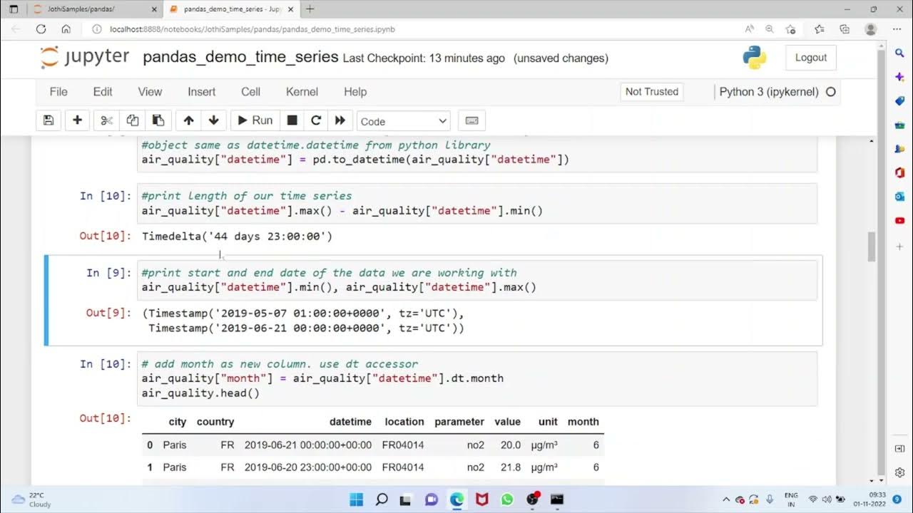pandas - time series data processing using jupyter notebook - YouTube