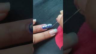 Simple Nail Art With Pin💅💐💙 #shorts #nailart