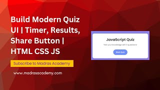 Build a Modern Quiz App UI with Timer, Animations & Share Feature | HTML CSS JS Tutorial 💡