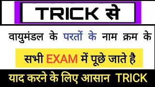 वायुमंडल के परतों के नाम // वायुमंडल के परतों // gk Tricks // gk questions  // gk in hindi // gk