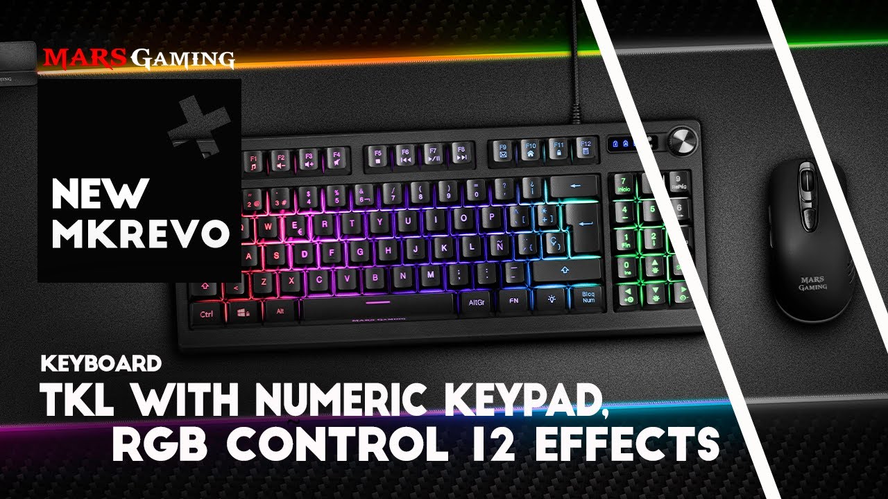 Mars Gaming MKREVO Tastatur – TKL Mit Nummernblock, RGB-Beleuchtung, H-Mech-Tasten