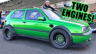 This VW Golf Makes 1600 HORSEPOWER!  (Twin Engine & Twin Turbo!)