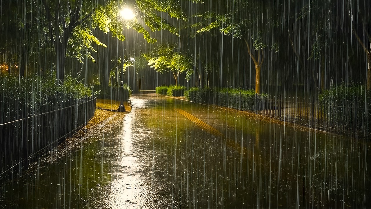 Naturally Fall Asleep with Heavy Rain at Night | ASMR Rain White Noise to Cure Insomnia