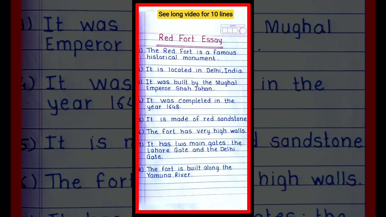 Red Fort essay in english | 