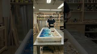 This DIY EPOXY RESIN BEACH Kitchen Tabletop Looks Unreal 🌊✨