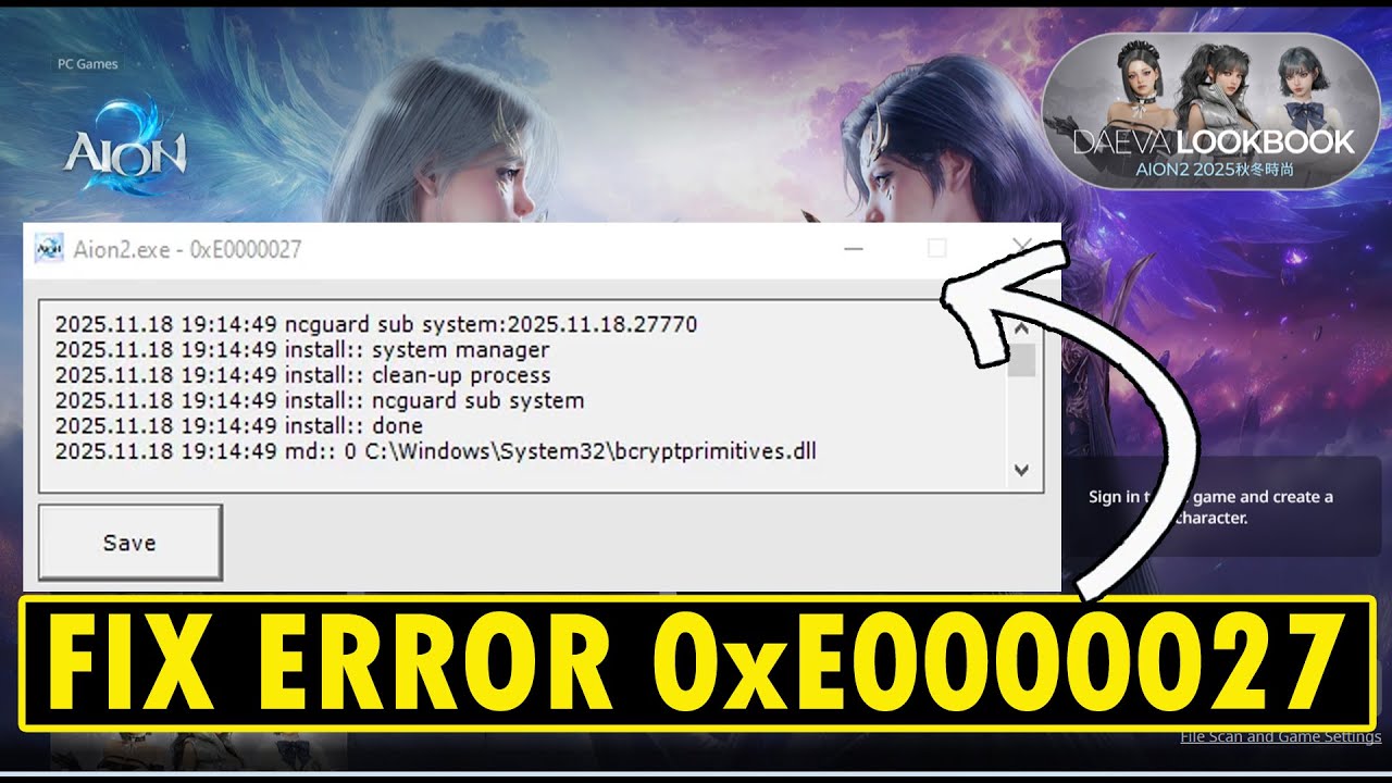 How To Fix AION 2 Error 0xE0000027 on PC - YouTube