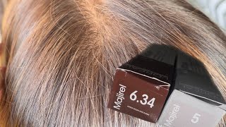 Grey hair coverage 👱‍♀️/Majirel 6.34 + Majirel 5 / Root Touch up Tutorial 👱‍♀️