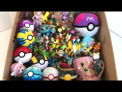 Box Full of Pokemon Toys Master Ball & Cosmog Pokemon Evolutions Totodile Treecko Bulbasaur EEVEE