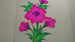 Vary very easy and simple flower shading Rangoli Design ll Small easy and quick flower rangoli ## Vary very easy and simple flower shading Rangoli Design ll Small easy and quick flower rangoli ##